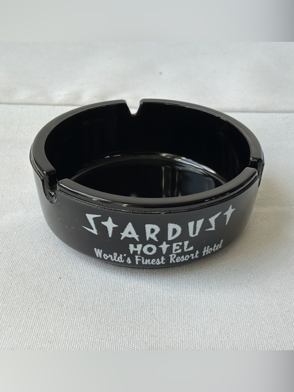 Las Vegas STARDUST Hotel Casino Ashtray Black Amethyst Glass MCM Vintage 1960's